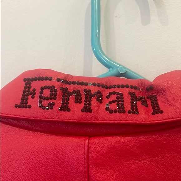 Ferrari Red and Yellow leather  jacket with Iconic Branding zip front like new - Picture 3 of 6